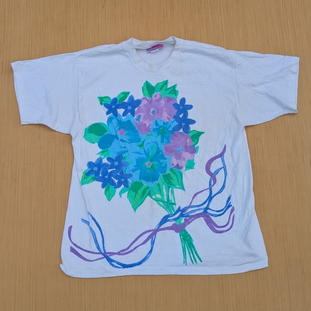 Vintage 90's Jordache Body wear Flowers Graphic Crew Neck T-Shirt Women's Large
